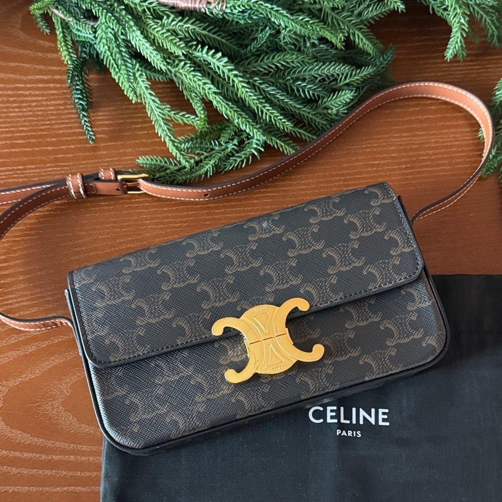 Celine Shoulder Bag Claude in Triomphe Coated Canvas